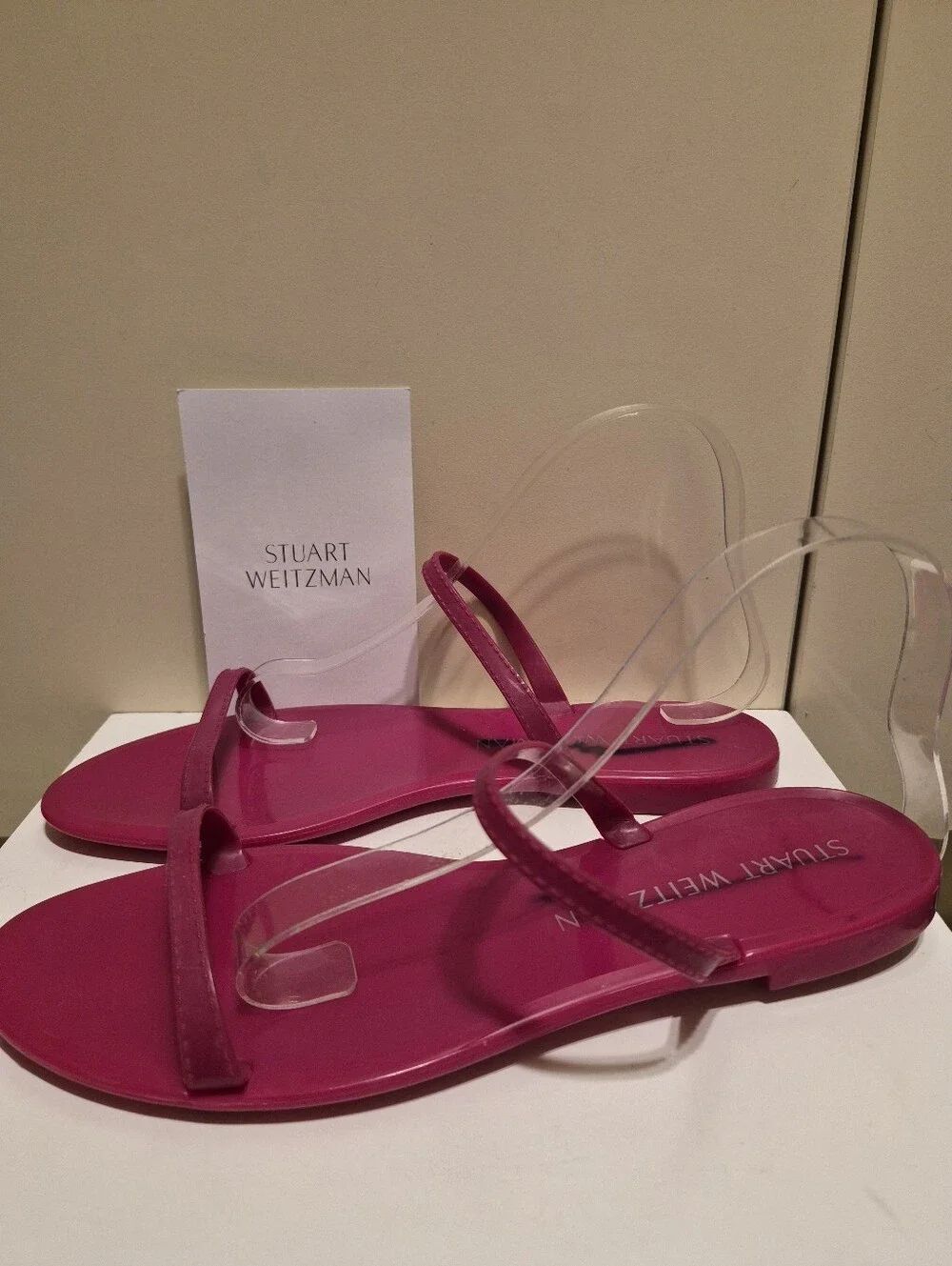 Stuart Weitzman "Sawyer" Orchid Rubber Jelly Slide Sandals Sz. US 9 Ret.$220